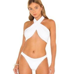 Revel Rey Simone Bikini Top in Iridescent White NWT Size Small